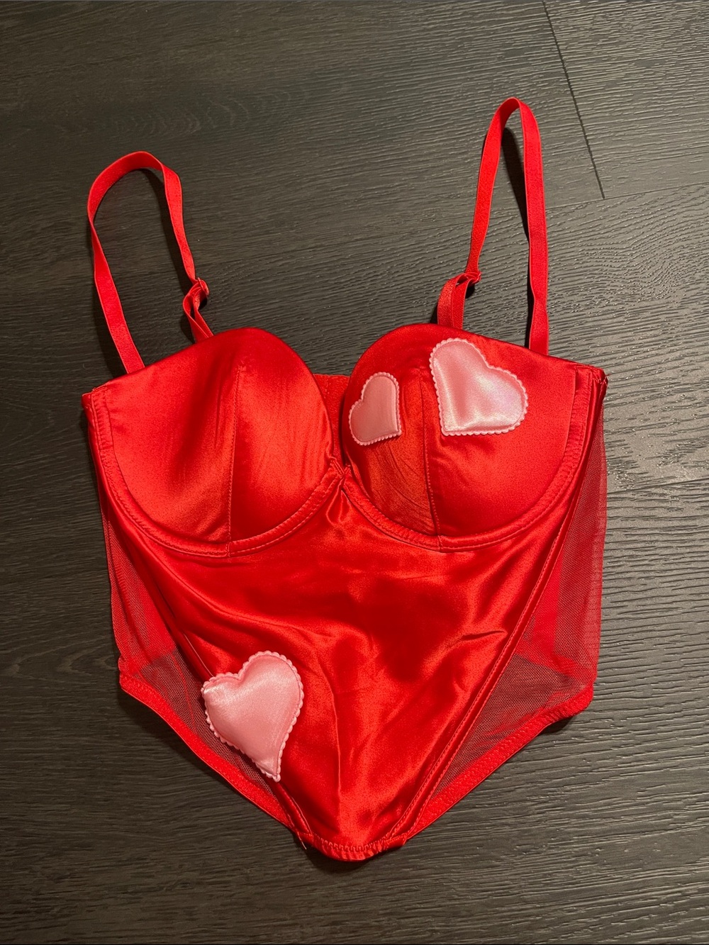 Adore Me Red Satin Heart Bustier